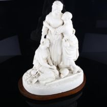19th century Parian porcelain group, Naomi and her daughters-in-law, no factory marks, height