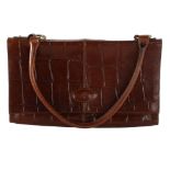 MULBERRY - a Vintage leather simulated crocodile handbag, length 30cm,