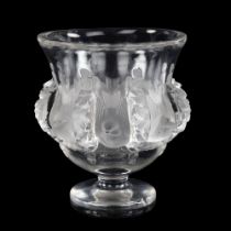 RENE LALIQUE - glass Dampierre pattern vase, clear and frosted glass, height 12cm, etched signature,