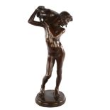 Bernardo Balestrieri (1894 - 1965), patinated bronze sculpture, boy carrying a flagon, signed on