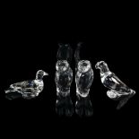 BACCARAT - 4 clear crystal birds, owl height 10.5cm (4) All in perfect condition