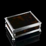 A 19th century French silver-mounted tortoiseshell casket, circa 1880, 12.5cm x 9.5cm, 10.1oz