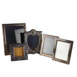 5 silver-fronted photo frames, largest overall 24cm x 19cm (5) Lot sold as seen unless specific