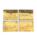 A set of 4 Elizabeth II silver-gilt 150th Railway Anniversary (1825 - 1975), replica stamp set,