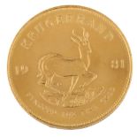 A 1981 South Africa 1oz fine gold Krugerrand coin, 34g Edge has a few extremely minor indentations