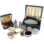 Various silver, including napkin rings, pepperette, brush set etc, 7.2oz weighable Lot sold as