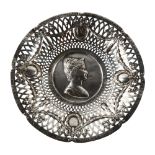 A German silver commemorative dish, Augsburg, with relief embossed Royal Princess profile, with