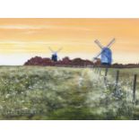 Andrew Dandridge, gouache, dawn light behind Jack and Jill, signed, 28cm x 38cm, framed Good