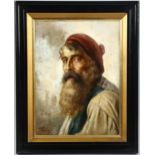 Raffaele Frigerio (1875 - 1948), oil on board, Italian fishermen, signed, 37cm x 27cm, framed Good