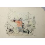 Robin Darwin, watercolour, country cottage, 25cm x 35cm, unframed Tear on left-hand edge running