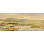 Arthur Suker, watercolour, an autumn day on Dartmoor, 25cm x 62cm, framed Slight fading, original