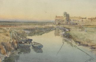 Arthur Reginald Smith (1873 - 1935), watercolour, evening Norfolk, signed, 25cm x 38cm, framed, with