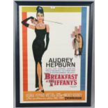 Poster on paper, Audrey Hepburn in Breakfast at Tiffany’s, framed, 99cm x 69cm