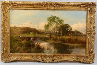 Henry H Parker (1858 - 1930), oil on canvas, near Goring on the Thames, signed, 41cm x 69cm, framed,