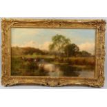 Henry H Parker (1858 - 1930), oil on canvas, near Goring on the Thames, signed, 41cm x 69cm, framed,