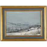 Peter Nuwcombe (1943 - 1991), oil on canvas, winter landscape, 1970, signed, 18cm x 25cm, framed