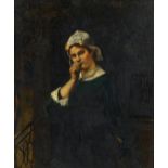 19th century Dutch School, oil on board, portrait of a girl, indistinctly signed and dated 1872,
