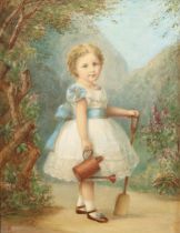 Edith Martineau (1842 - 1909), watercolour, the young gardener, signed with monogram, dated 1875,