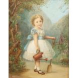 Edith Martineau (1842 - 1909), watercolour, the young gardener, signed with monogram, dated 1875,