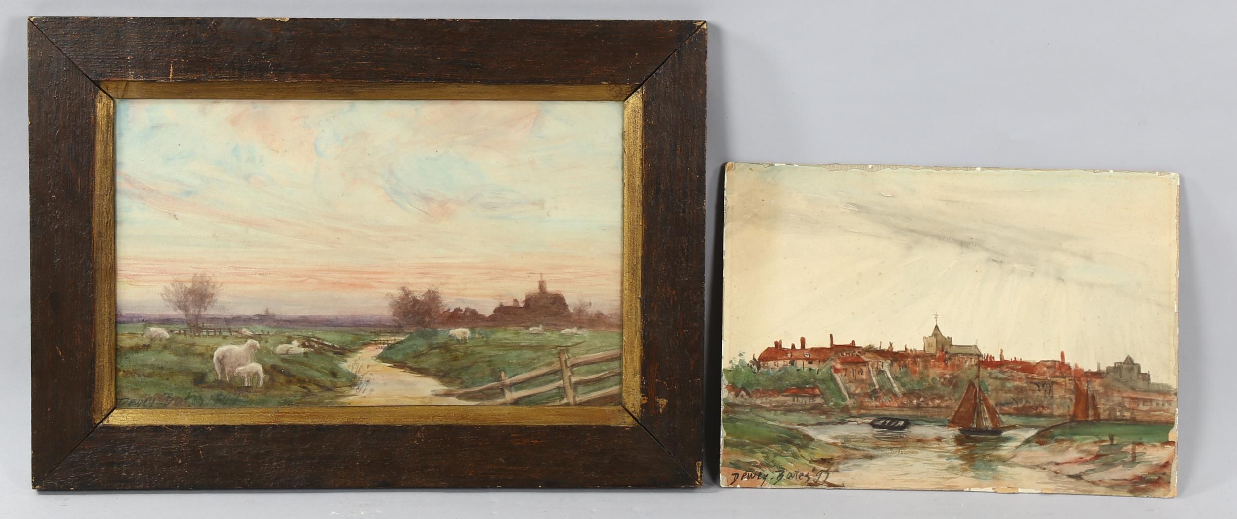 Dewey Bates, 2 watercolours, Rye scenes, 27cm x 37cm, 1 framed