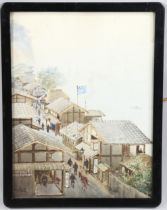 E Cato, watercolour, Japanese street scene, signed, 39cm x 29cm, framed Some very faint foxing in