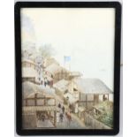 E Cato, watercolour, Japanese street scene, signed, 39cm x 29cm, framed Some very faint foxing in