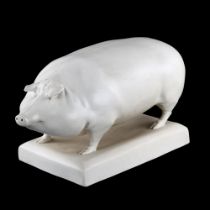 Lockett & Hulme Parian porcelain pig, probably early to mid-20th century, standing on integral