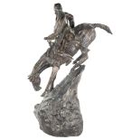 After Frederic Remington, Mountain Man, patinated bronze, probably mid-20th century, height 66cm