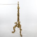 A Victorian cast gilt-brass telescopic standard lamp