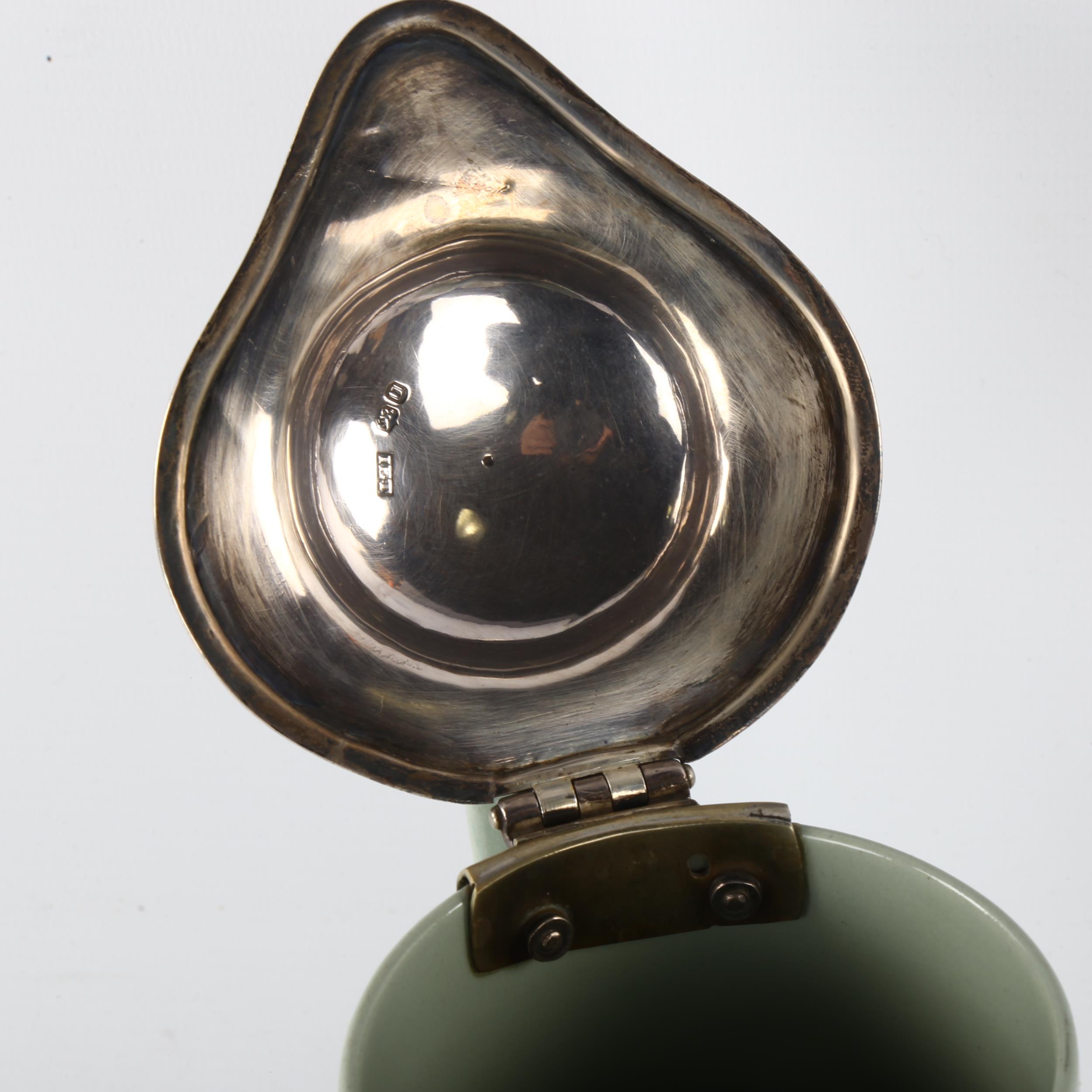 A ceramic water flagon with Victorian silver lid, hallmarks for John Edward Terry, height to lid - Bild 2 aus 3