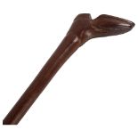 A Victorian Sunday stick, with carved boot design handle Good original condition