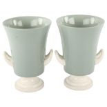 Keith Murray for Wedgwood, a pair of two tone porcelain urns, makers marks to base, height, 20.5cm