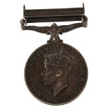 George VI silver General Service medal with Palestine 1945 - 48 bar, awarded to 19195652 Sprdt