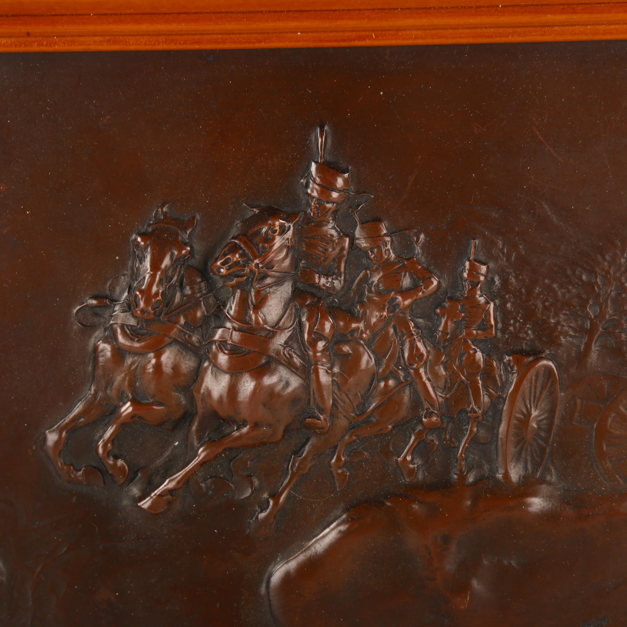 G Halliday, 19th century copper electrotype relief plaque, hussars pulling a gun carriage, signed in - Bild 3 aus 3