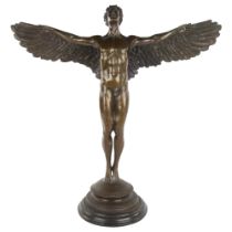 After AA Weinman, Icarus, patinated bronze sculpture, probably mid to late-20th century, height 60cm