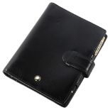 MONT BLANC - mini filofax in black leather, 12cm x 9cm, together with an unused Mont Blanc Mozart