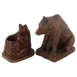 2 Black Forest carved wood bears, largest height 14cm (2) Ears chipped otherwise good condition