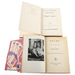 Flush by Virginia Woolf, First edition 1933 by Harcourt, Brace & Co, and Three Guineas, by