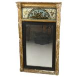 A Georgian gilt-gesso framed wall mirror, with inset verre eglomise gilded glass frieze, overall