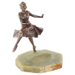 A patinated bronze dancer, circa 1920, on onyx base, unsigned, height 18cm Bronze is in good