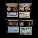 NEIL ARMSTRONG APOLLO MOON LANDING - 4 cased sets of 1oz silver and bronze medallions