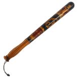 A Victorian policeman's truncheon, elaborate hand painted gilded decoration, inscribed Police,