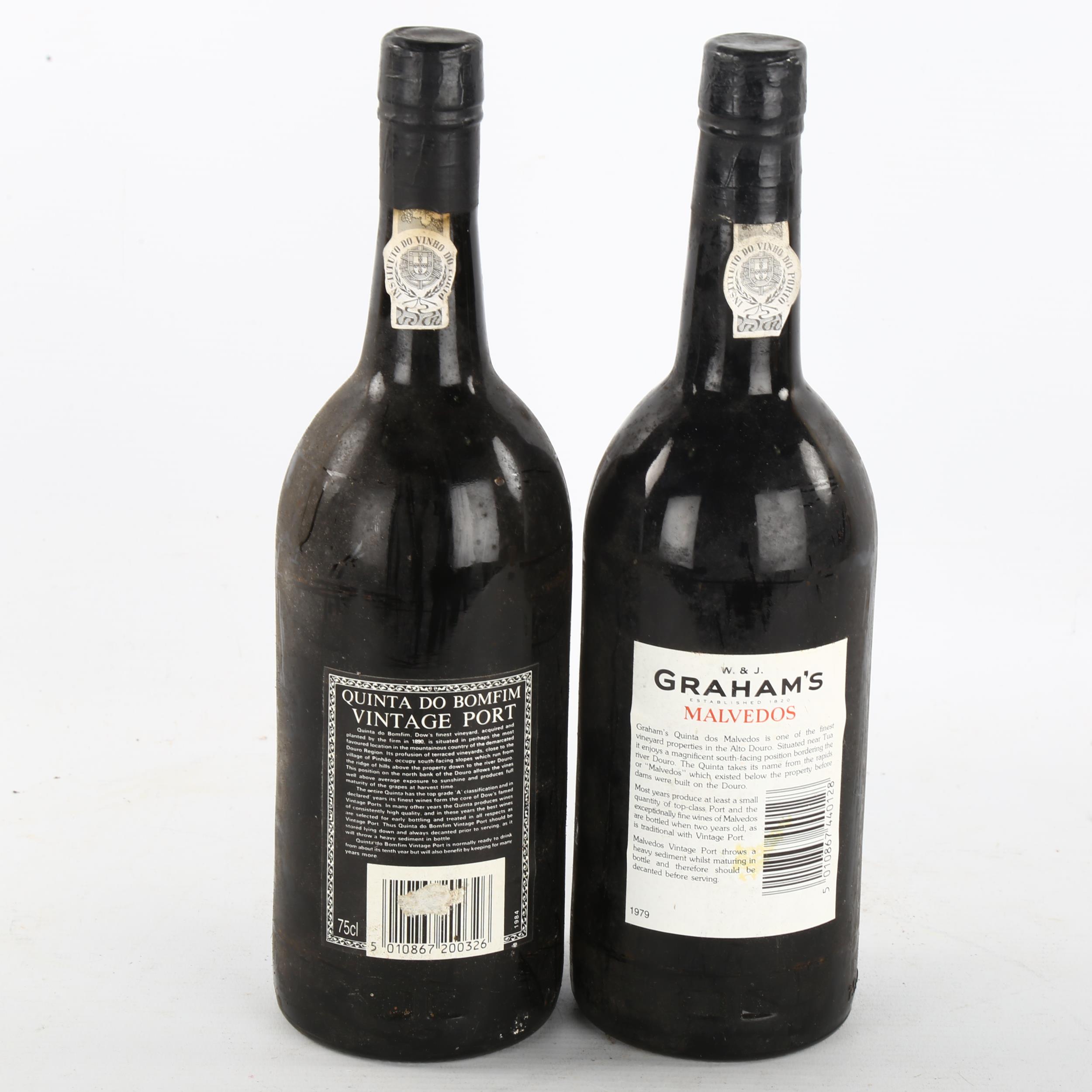 2 bottle of vintage port, Graham's Malvedos 1979, Dow's 1984 levels to low neck capsules in good - Image 3 of 3