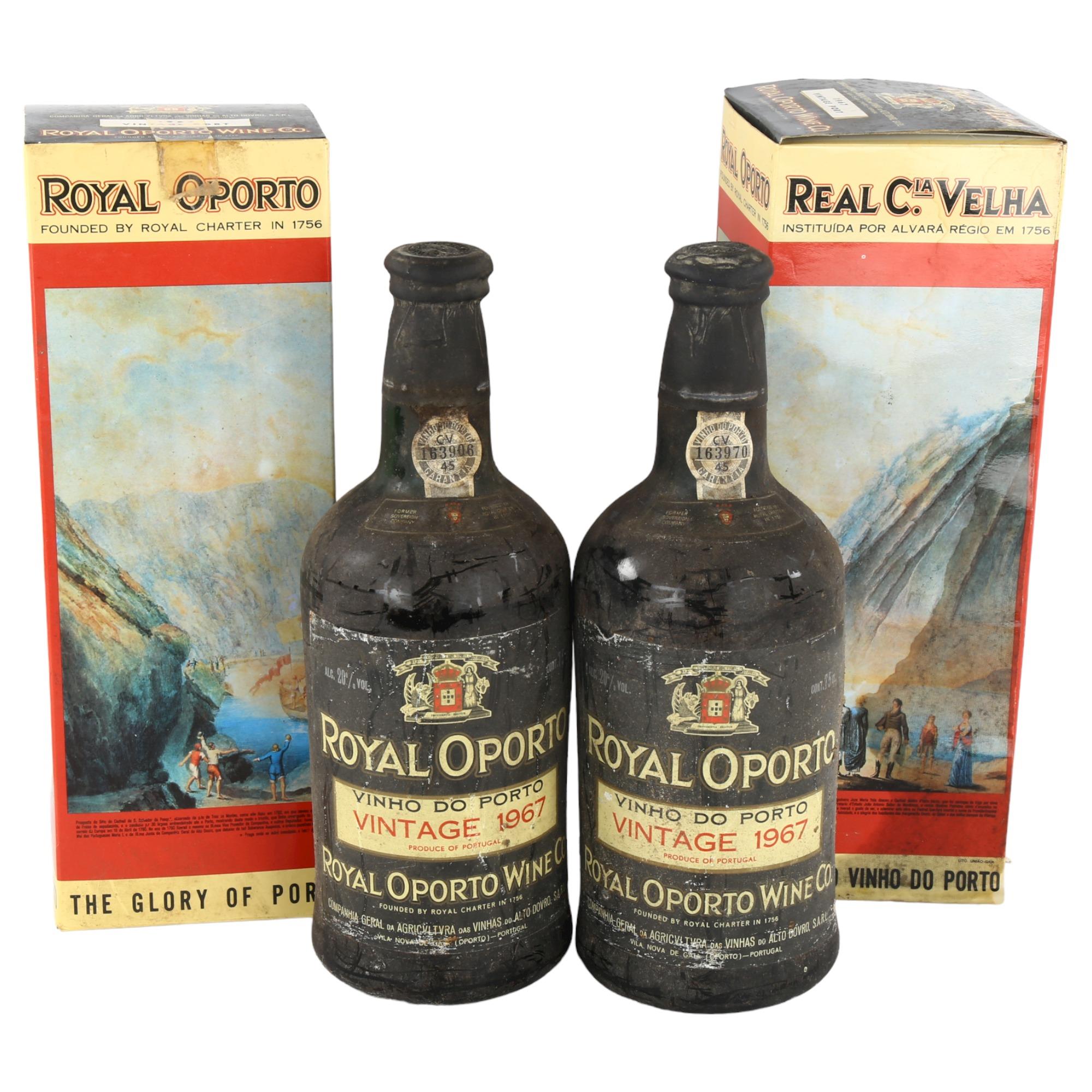 4 bottles of vintage port, 1967 Royal Oporto, 2 in original box Capsules intact, levels high