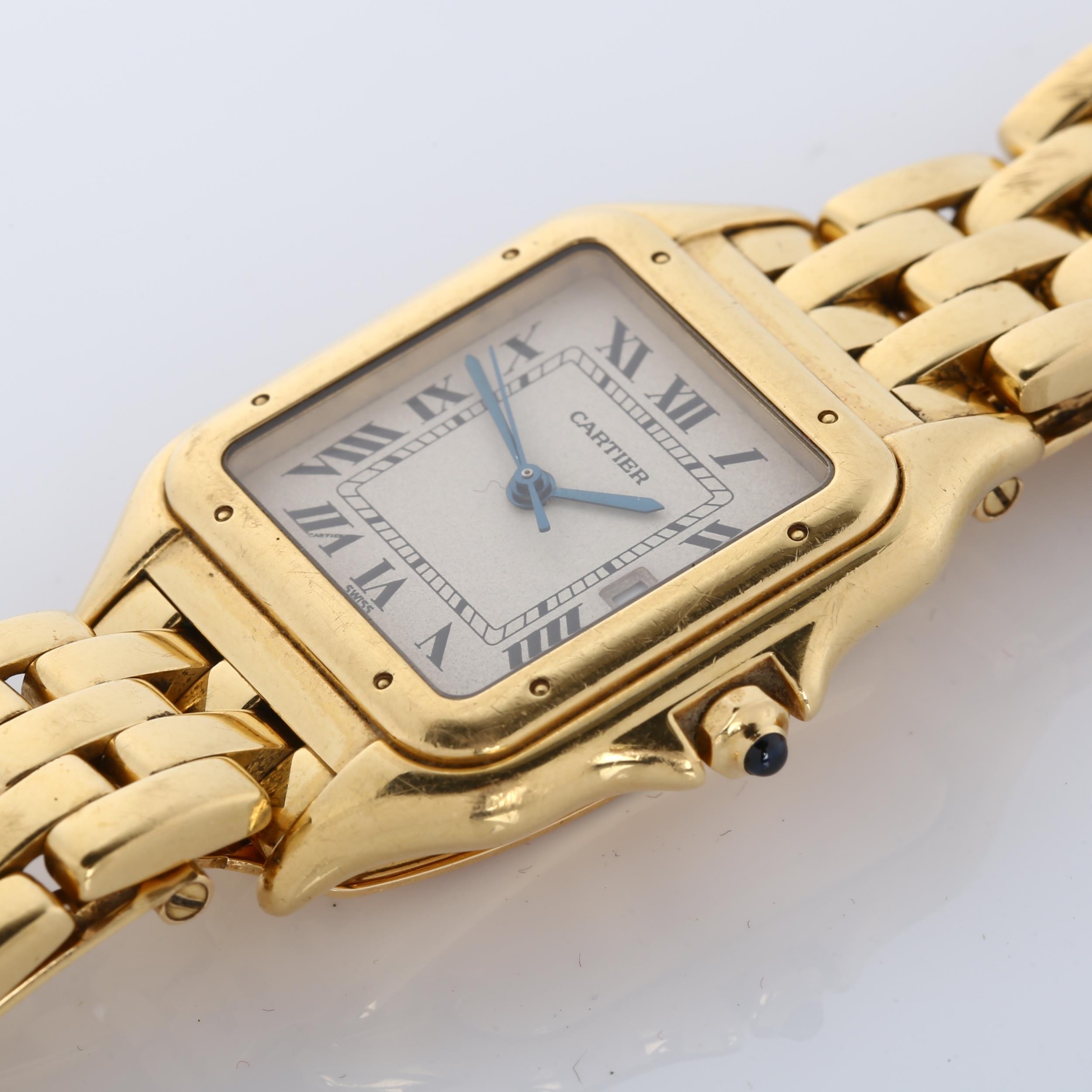 CARTIER - a mid-size 18ct gold Panthere quartz bracelet watch, ref. 8839, circa 1990s, pale - Image 2 of 7