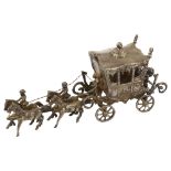 An Elizabeth II cast-silver model State horse-drawn carriage, maker's marks EWB Co, hallmarks London