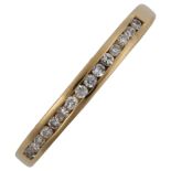 A modern 9ct gold diamond half eternity ring, total diamond content approx 0.15ct, setting height