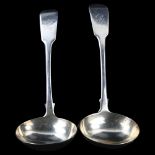 A pair of George III silver Fiddle pattern sauce ladles, by George Turner, hallmarks Exeter 1821,