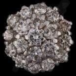 An 18ct white gold diamond cluster ring, set with modern round brilliant-cut diamonds, total diamond
