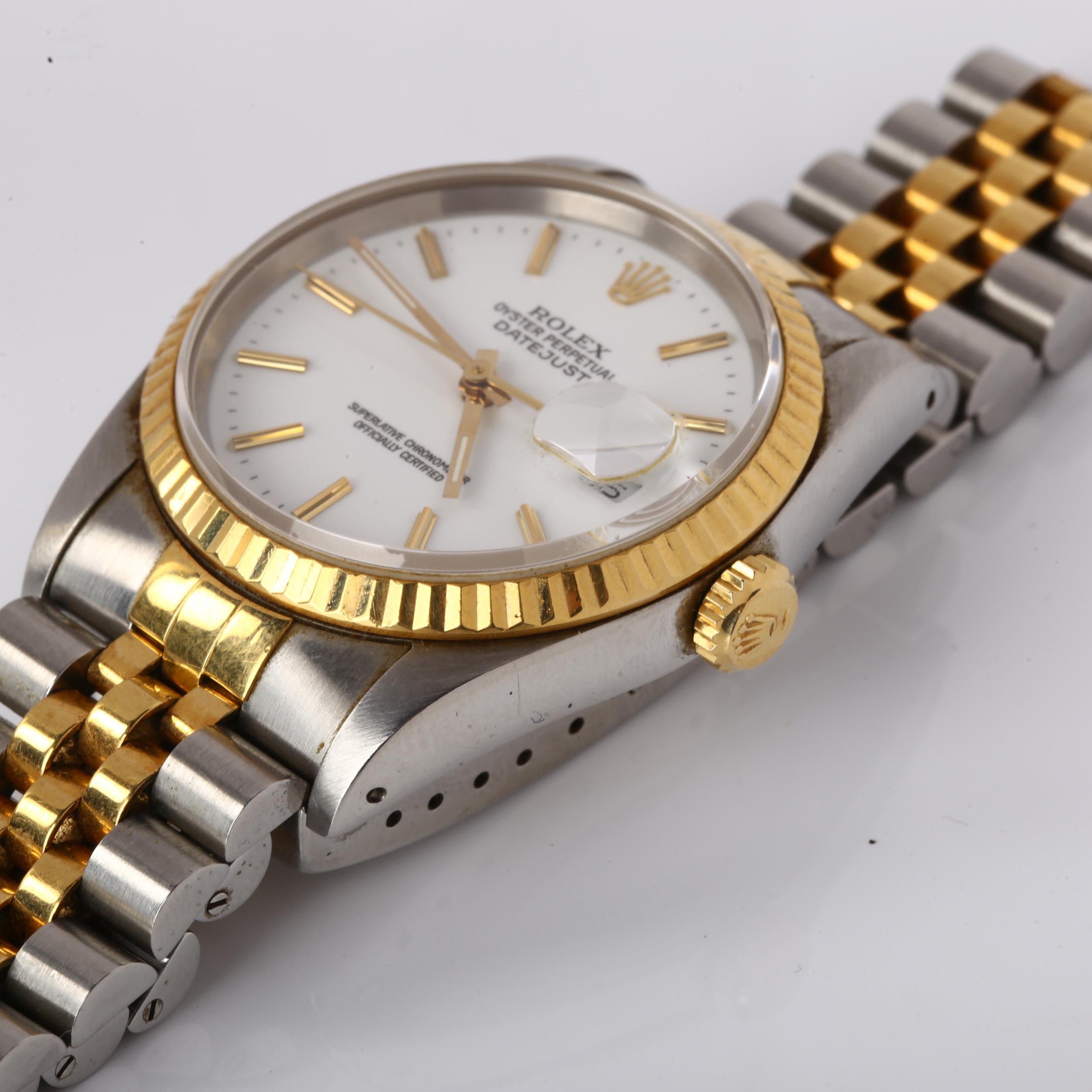 ROLEX - a bi-metal Oyster Perpetual Datejust automatic bracelet watch, ref. 16233, circa 1989, white - Image 3 of 6